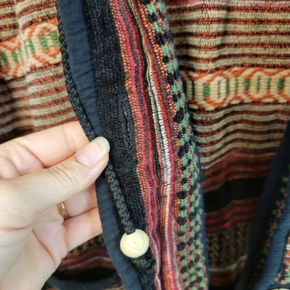 Vintage‎ Flashback Festive Boho Ethnic Womens Size Medium Textured Jacket - Picture 8 of 11